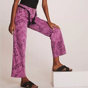 Anthropologie Lilac Floral Ankle Pants